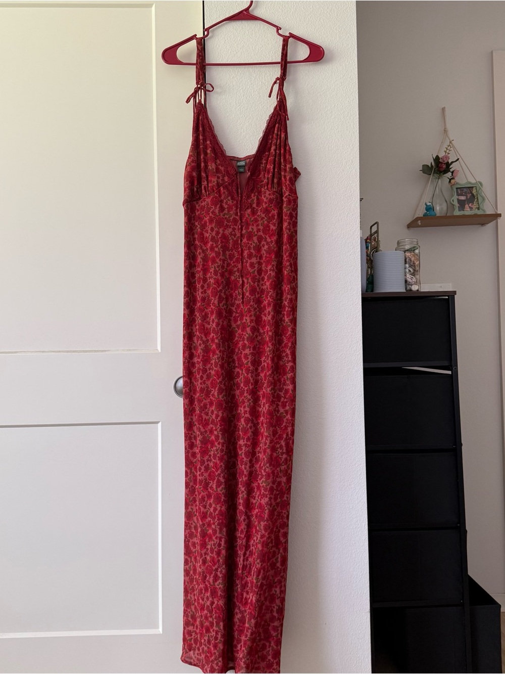 Wild Fable Red Floral Lace-Trim Maxi Dress